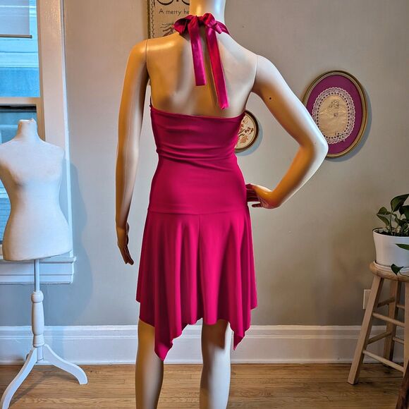 Vintage Y2K Taboo Mini Dress Red Halter Whimsygoth Ruching Bows Burlesque Size M - Picture 3 of 10